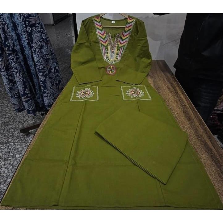 Paksiatni Cotton Embroidery Kurti Pant Set Bollywood Designer Ethnic Kurta Set