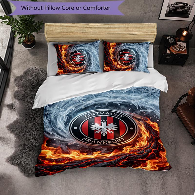 Eintracht Frankfurt Calcio Set Biancheria da Letto 3 Pezzi Morbido Copripiumino con Federe Set Decorazione Camera da Letto per la Casa