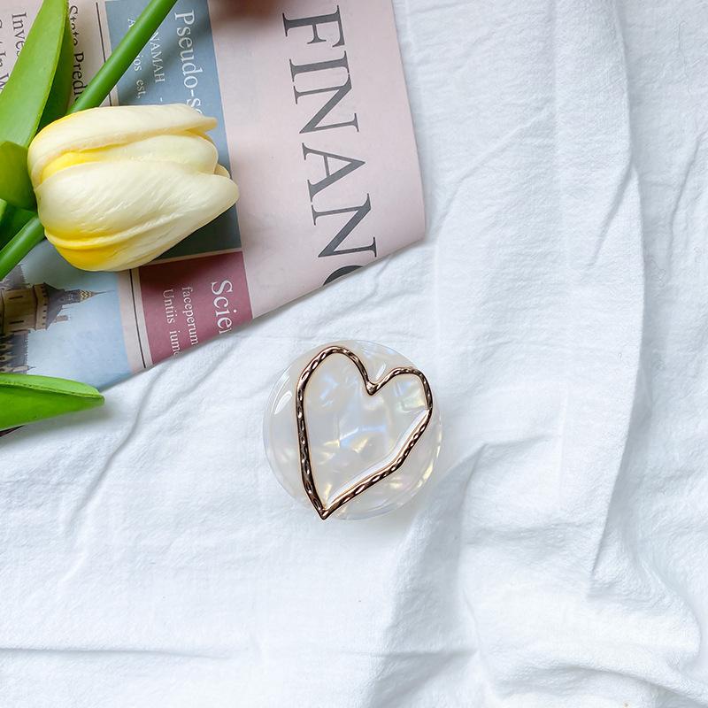 Marble Pattern Mobile Phone Airbag Bracket Electroplating Hollow Love Back Paste Type Retractable Stable Desktop Watching Drama