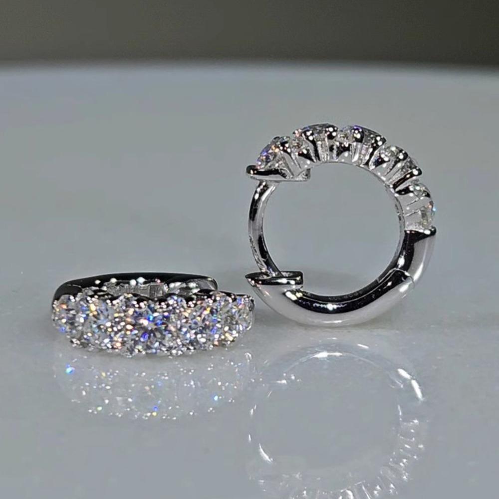 Искрящиеся серьги-полукольца с муассанитом, роскошные серьги-гвоздики с кубическим цирконием для женщин, элегантные клипсы для ушей