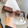 1 Pièce Mode Carré Femmes Lunettes de Soleil Nuances Verres Couleur Dégradée Lunettes de Soleil Pour Femme Extérieur Anti UV Lunettes Monture Large