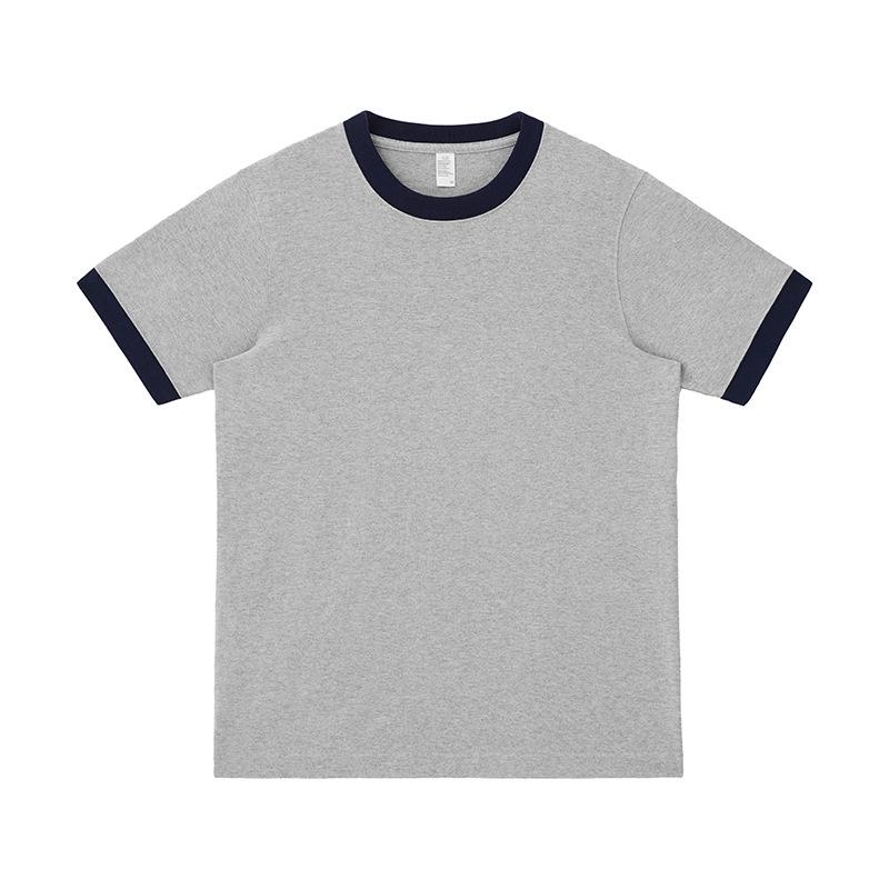 "270g Retro Cotton Contrast Color T-shirt, Round Neck, Unisex Short Sleeve"