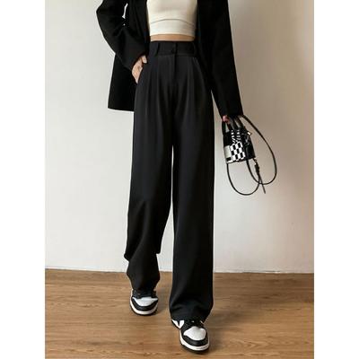 Νέο Παντελόνι Κοστουμιού Υψηλής Ποιότητας για Γυναίκες Ίσια Γραμμή με Δράπευση Άνετο Καθημερινό Κολακευτικό για το Σώμα Στενή Έκδοση Παντελόνι με Φαρδύ Πόδι Μακρύ