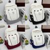 Blocked Simple Color Striped Letter Pattern Student Large Backpack Capacity