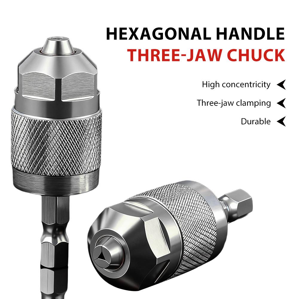 Quick-Change Hexagonal Handle Self-Tightening Mini Three-Jaw Chuck 1.5-6.5mm Boost Your Tool's Performance