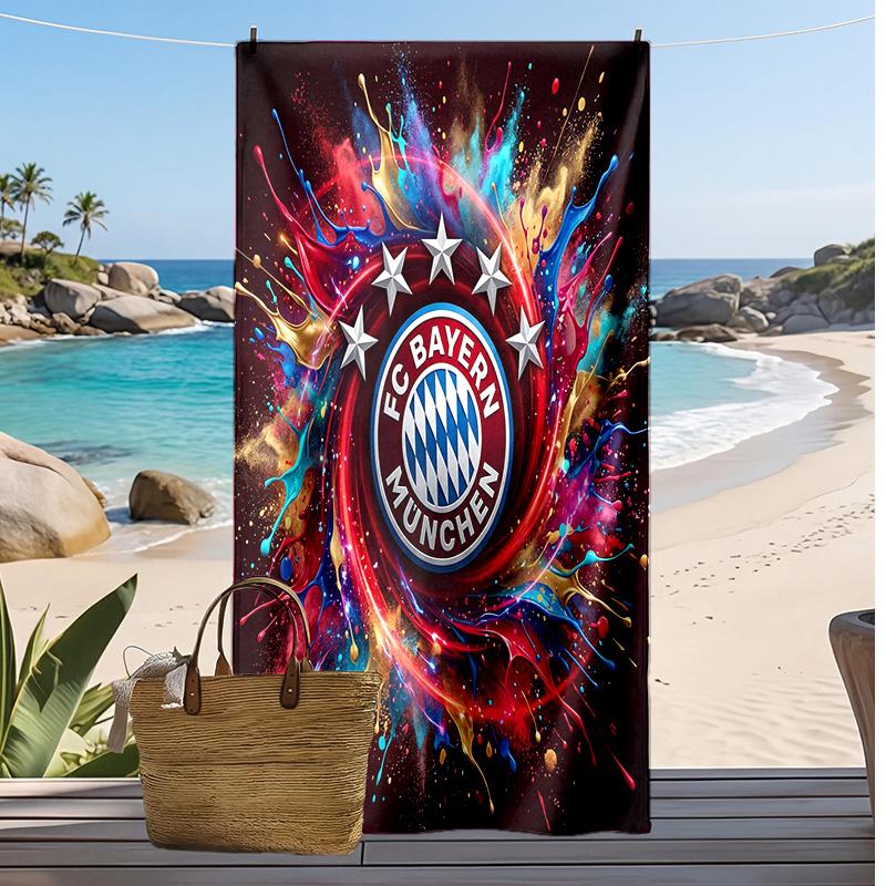 Asciugamano da Spiaggia Stampato Bayern Monaco Asciugamano Morbido ad Asciugatura Rapida Coperta da Spiaggia Rettangolare Grande Portatile per Viaggi Piscina
