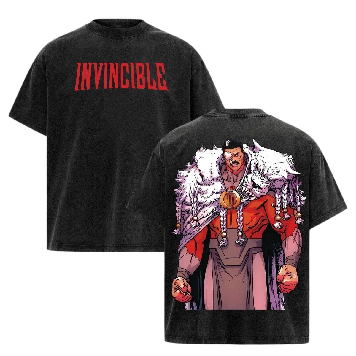 Animation Invincible Omni-Man Washed T-shirt Men Women Summer Cotton Y2K Clothing Fashion Oversize Short Sleeved Tee Streetwear L
