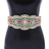 Ethnic Beaded Waist Cincher Stretch Waistband Bohemian Belt Body Girdle Feature Floral Accent for Women's Clothing