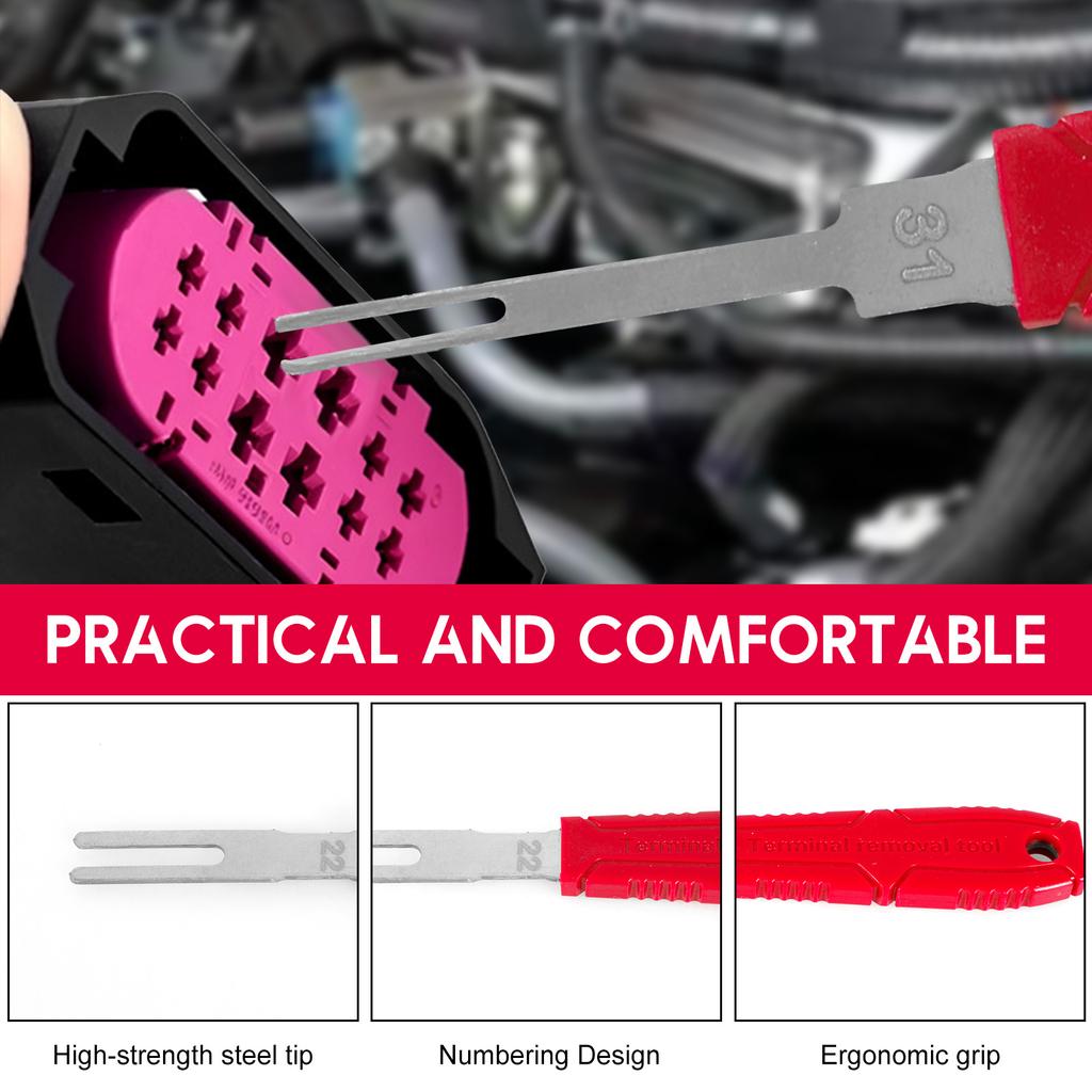 41Pcs Terminal Removal Tool Kit Electrical Pin Removal Tools Automotive Depinning Tool Kit with Plastic Case for Car Motorcycle