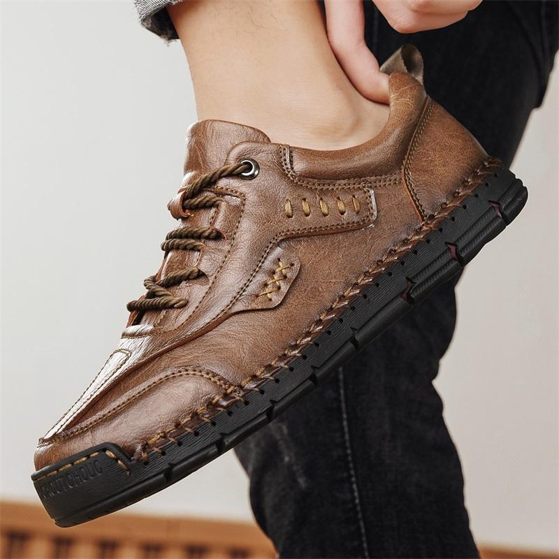Handgefertigte Stiefel aus echtem Leder für Herren, bequeme Stiefeletten für Herren, Freizeitschuhe, Mokassin-Stiefel