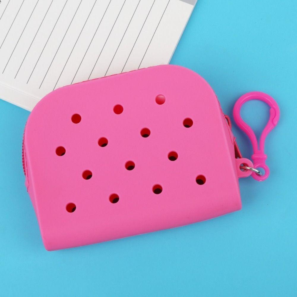 Durable Holes Coin Purse Mini Zipper Money Bag Silicone Change Pouch