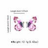 Pink Enamel Butterfly Stud Earrings Colorful Crystal Inlaid Butterfly Earrings Statement Jewelry for Women