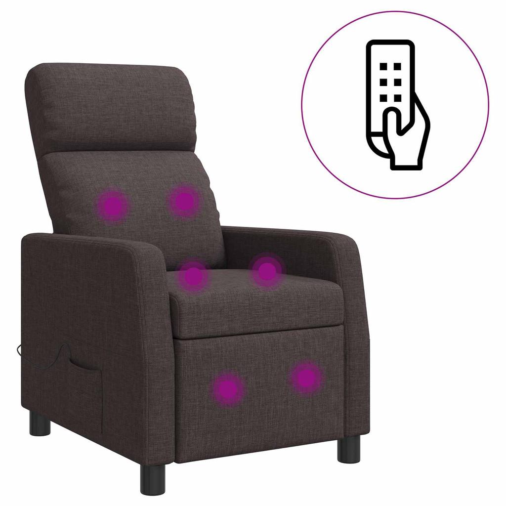 Massage Recliner Dark Brown Fabric