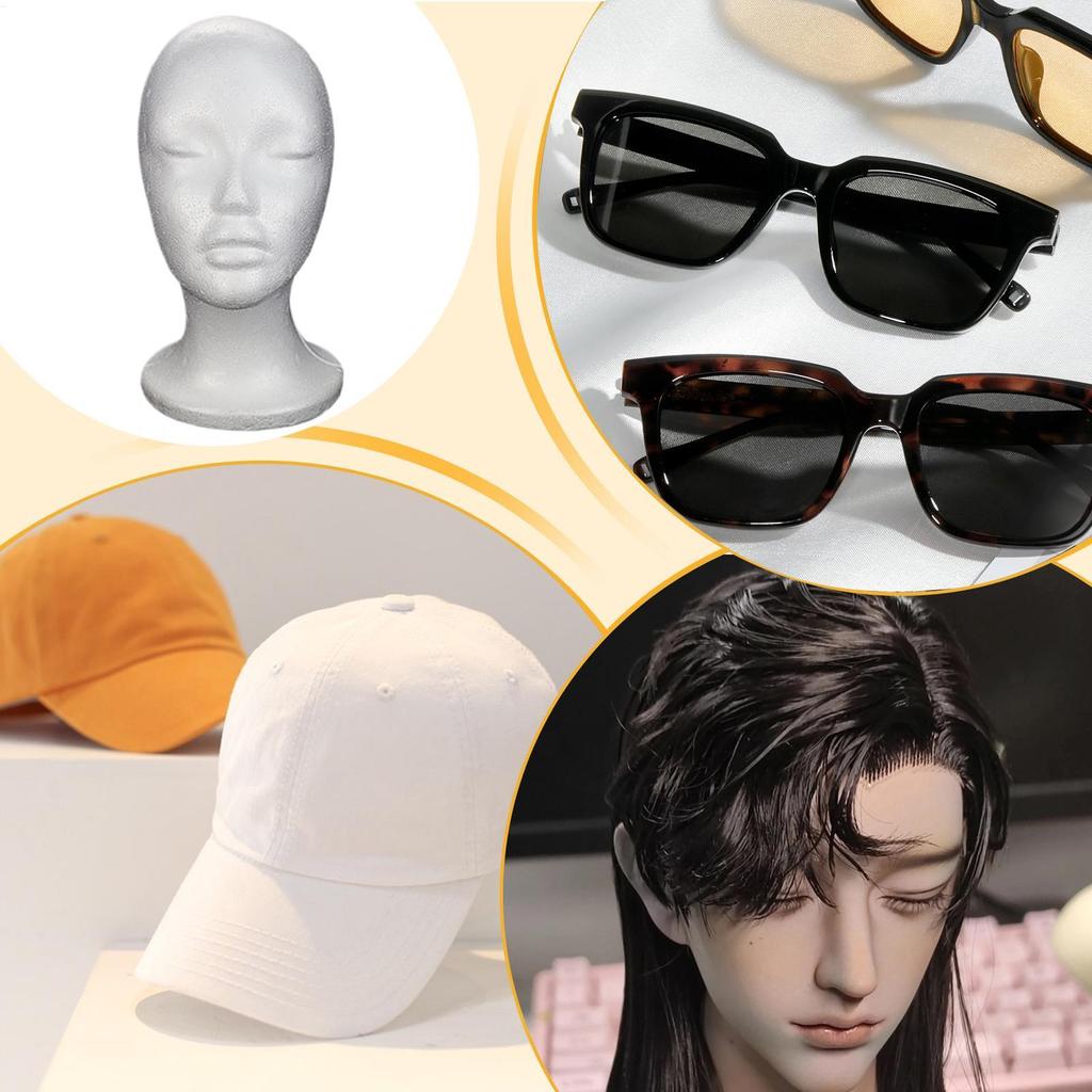 Foam Mannequin Head Hat Display Model Portable Wig Mannequin Stand for Hat Wig Costume Glasses Jewelry Shop Salon Home Display