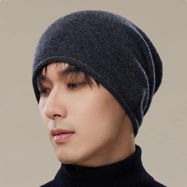 Selected pure wool wool hat women's big head circumference curling heap hat high-end autumn and winter knitted bag head cold hat