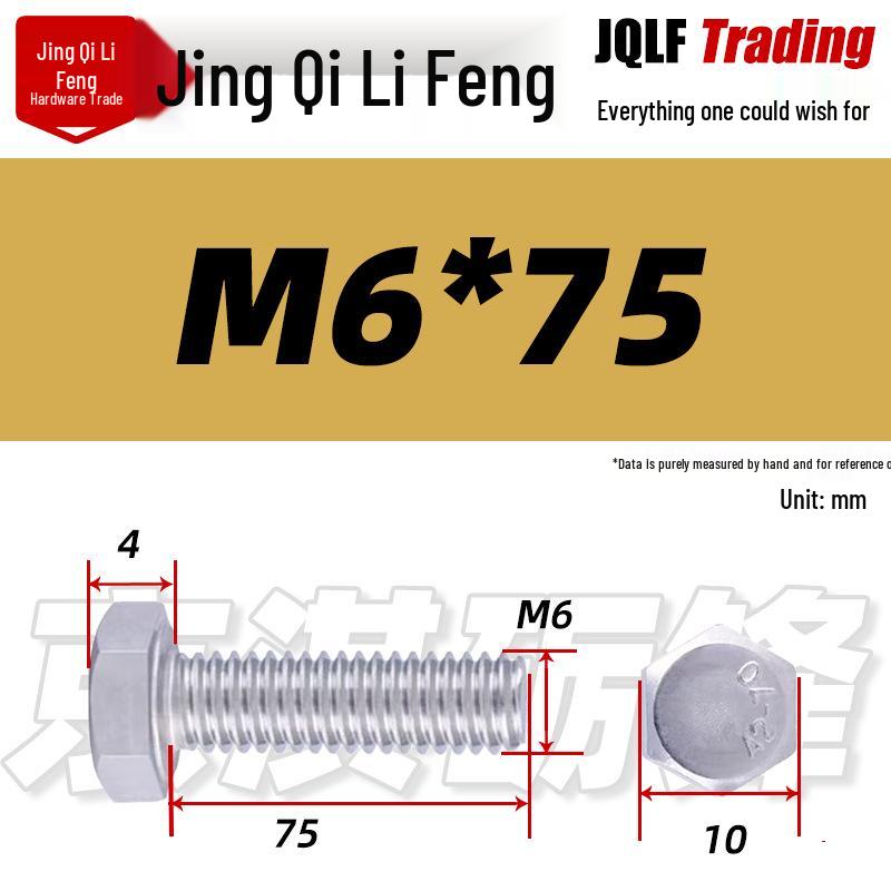 201 Stainless Steel Hex Head Full Thread Bolt: Wear & Corrosion Resistant, M4-M14 for Aerospace Machinery