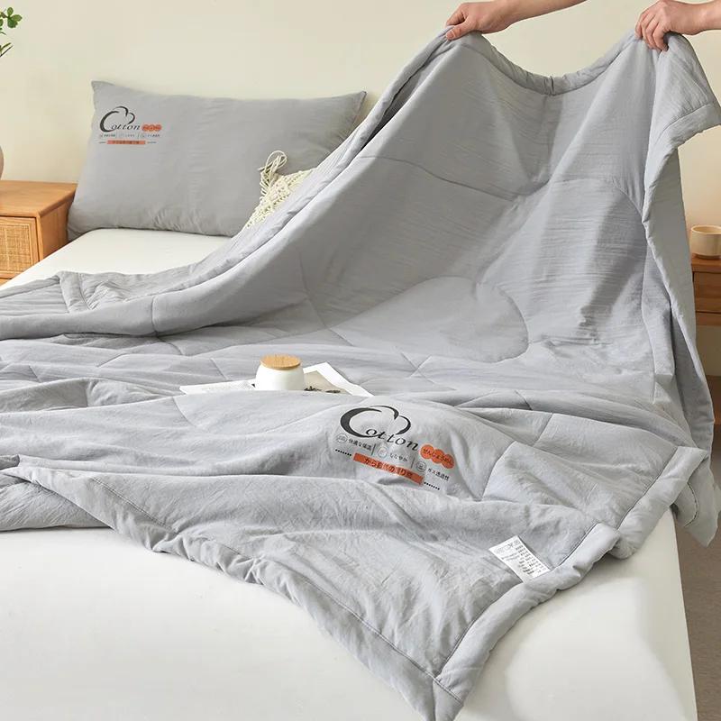 Japanese Summer Quilt - Washed Cotton Solid Color, Lightweight Breathable Bedspread (No Pillowcase/Sheet, Machine Wash)