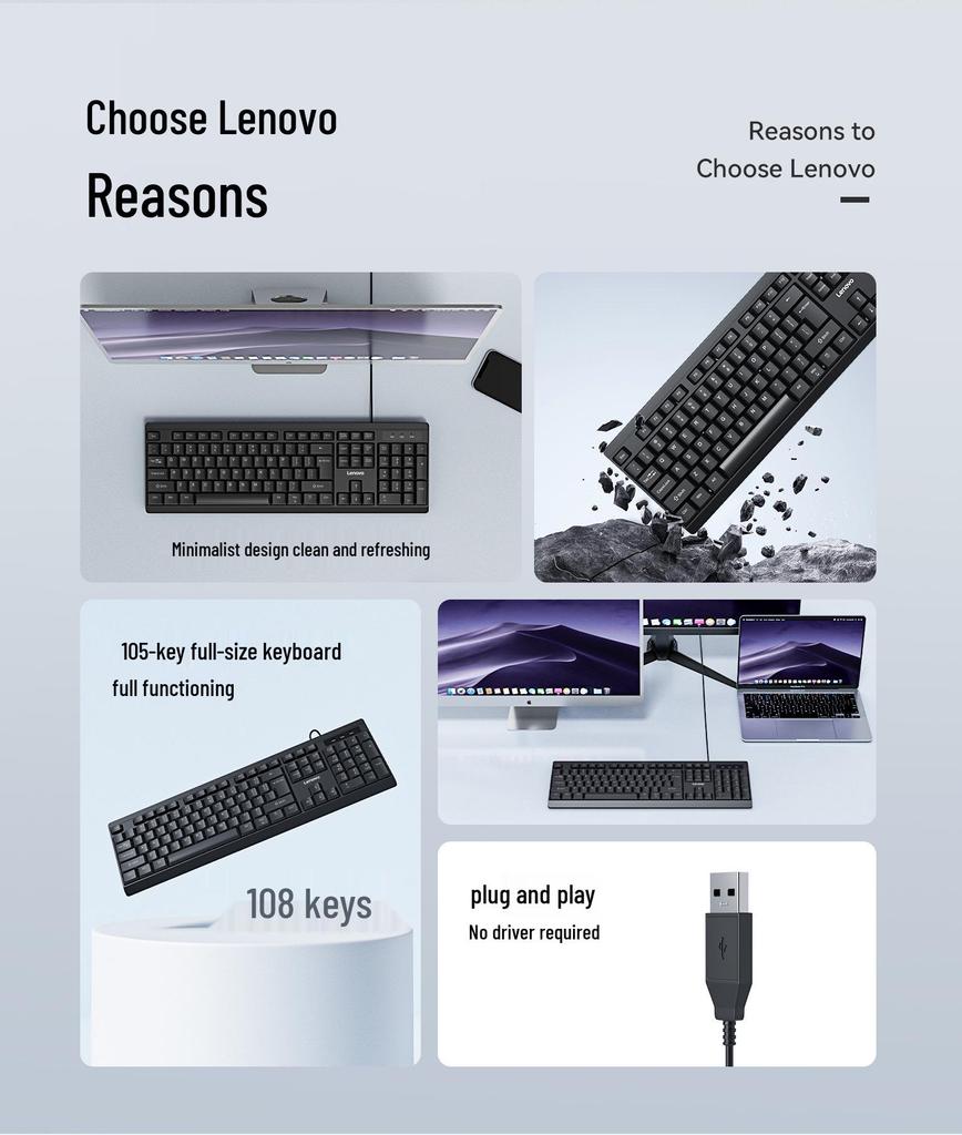 Lenovo Slim Ergonomic USB Keyboard with Micro-Arc Keycaps