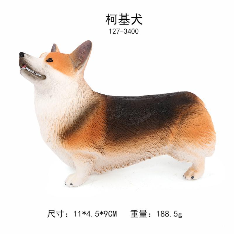 Cute Miniature Animal Model of Solid Welsh Corgi Dog with Short Legs, Lifelike Corgi Figurine for Home Decoration