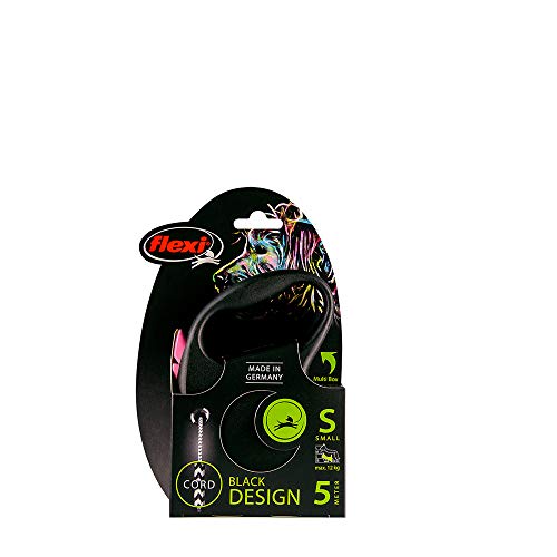 Flexi Black Design Hundeleine, dünne Schnur (Unter 12 kg), 5m, Rosa