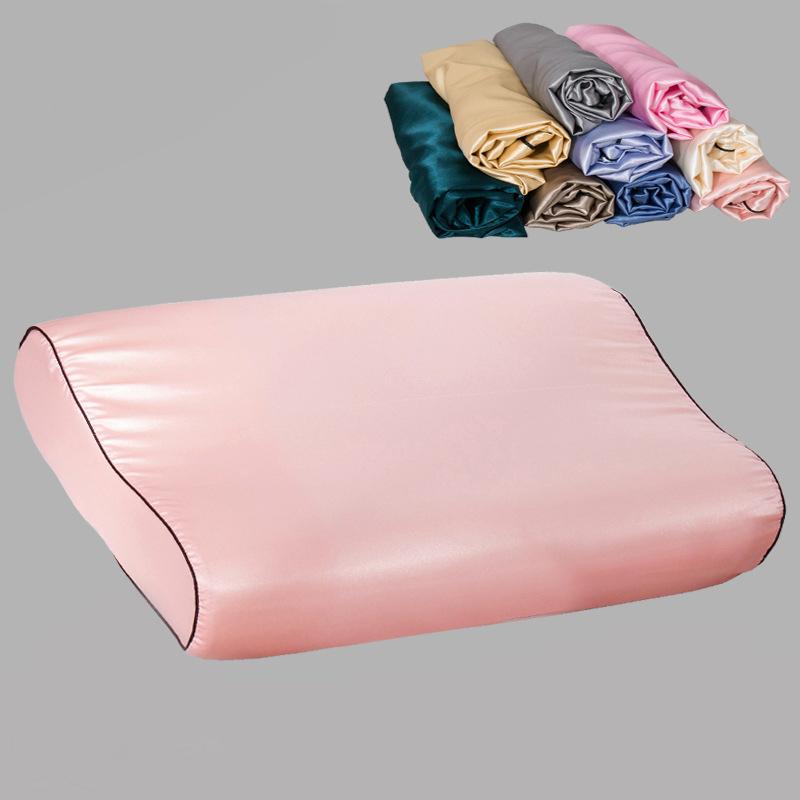 1 Pair Luxury Satin Pillowcase 30cmx50cm/40cmx60cm Pure Color Luxury Comfortable Memory Foam Pillow Cover 30X50CM