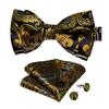 Bow Tie for Men Classic Red Green Paisley Pre-tied Bowtie Cufflinks Set for Party Butterfly Knot Gift Mens Accessories
