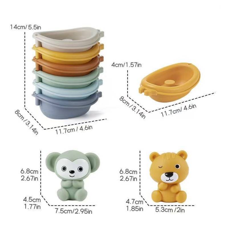 Childrens Stacking Floating Boat Toys With Silicone Material For Bath Water Play