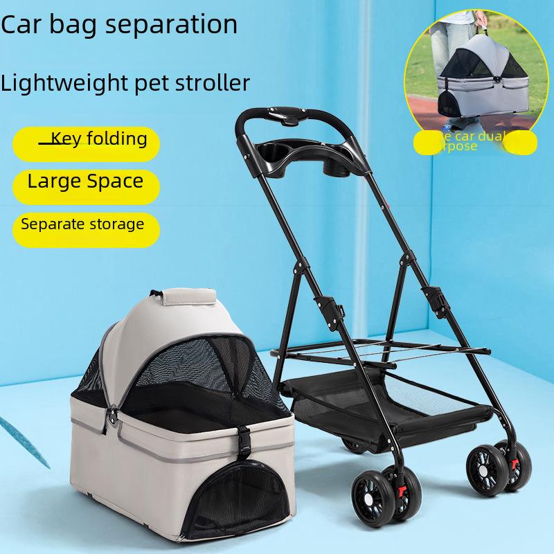 Lightweight and Foldable Pet Stroller for Small Dogs, Cats, and Teddy Bears, Ideal for Outdoor Travel