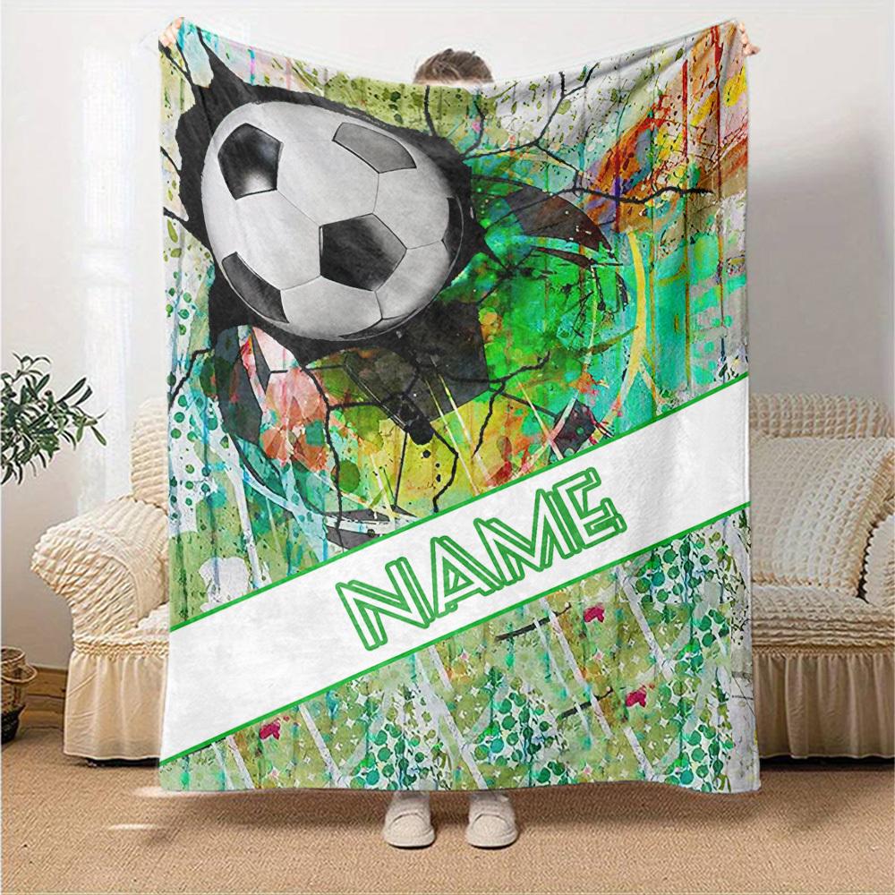 Football Player Home Customize Your Name Blankets Comfortable Soft Lightweight Allseason Multipurpose Blanket For Picnics Sofas Offices Beds Living