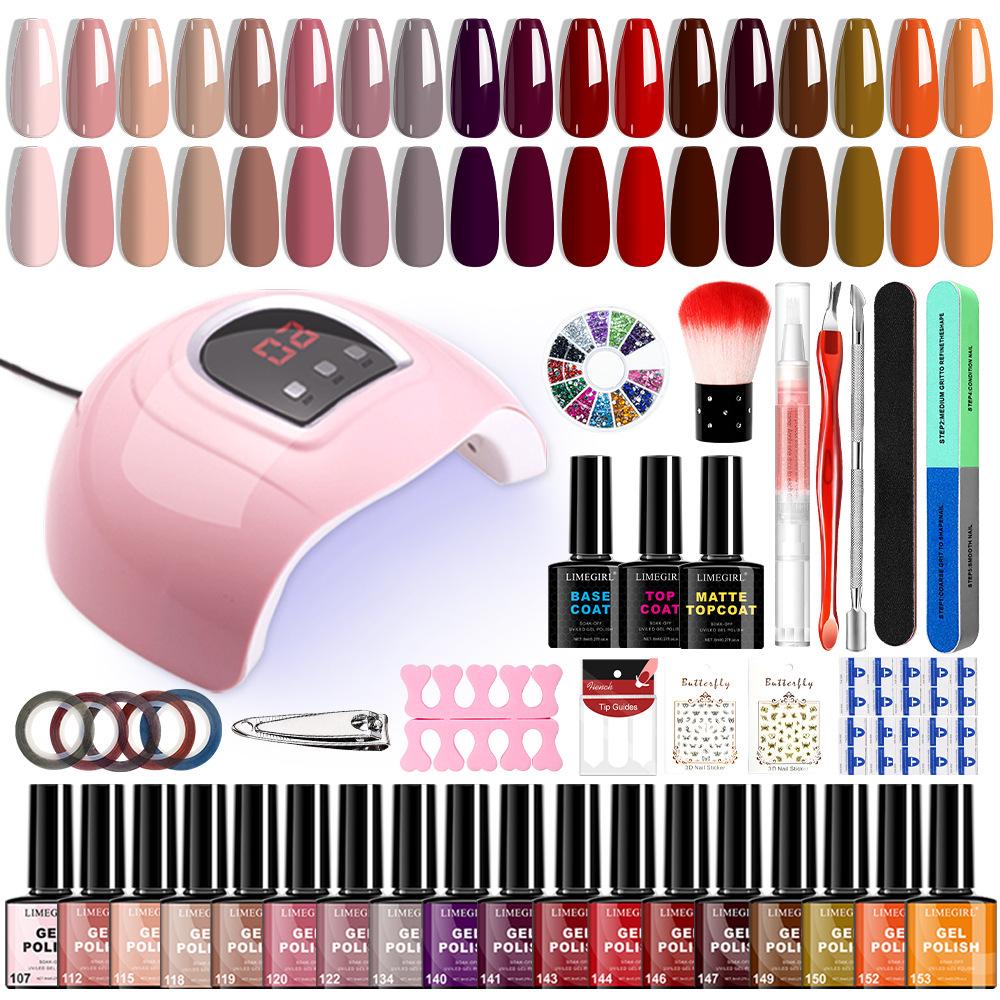 

Beginner Nail Lamp & Gel Polish Set for Home Use - Complete Starter Kit