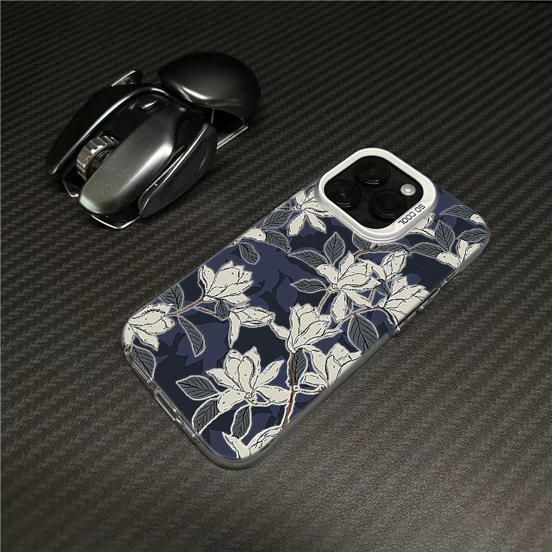 

Silver Magnolia Creative Phone Case for iPhone 11/12/13/14/15 Pro Max iPhone 7/8