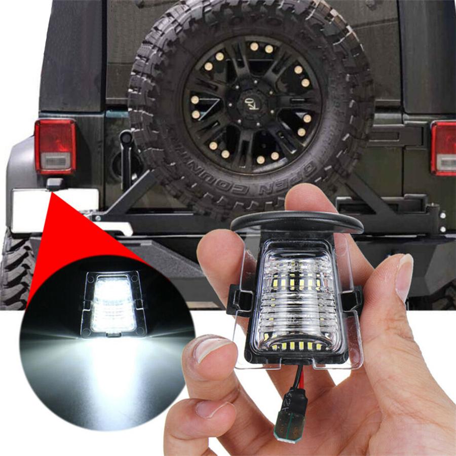 

For 07-18 Jeep Wrangler JK Rear License Plate Light Bumper Lamp Clear Lens White
