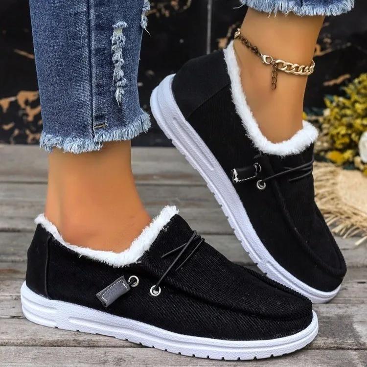 Fashion Winter Cotton Shoes for Women Keep Warm Flats Shoe Simple Trend Women Shoes Slip-on Shoes Women Sneaker