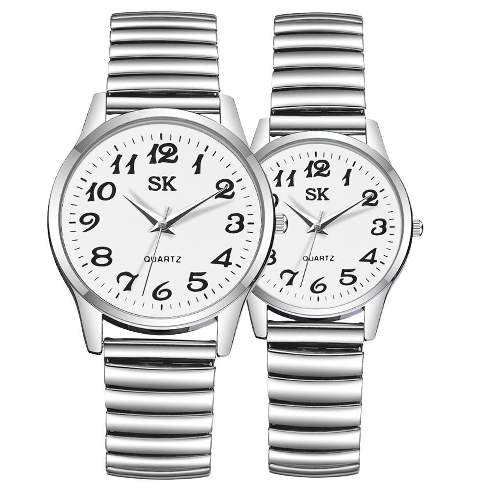 Men's Women's Bussiness Watch Couple Watch Set Romantic Bohemian Style Elastic Strap Quartz Watch Set (Box Not Included)