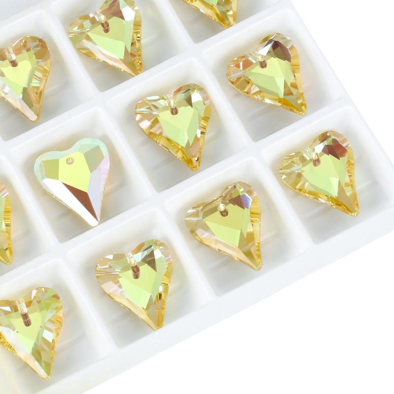 12Pcs Austria Crystal Pendant Loose Rhinestone Beads Charms Glass Jewelry Gems Stones for DIY Necklace Jewelry Making 11Styles