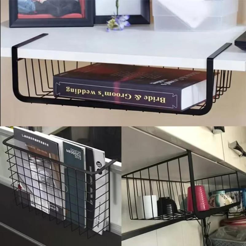 New S/L Cupboard Under Storage Iron Cabinet Closet Desk Hanging Mesh Basket Wire Bookcase Shelf Rack Organizer