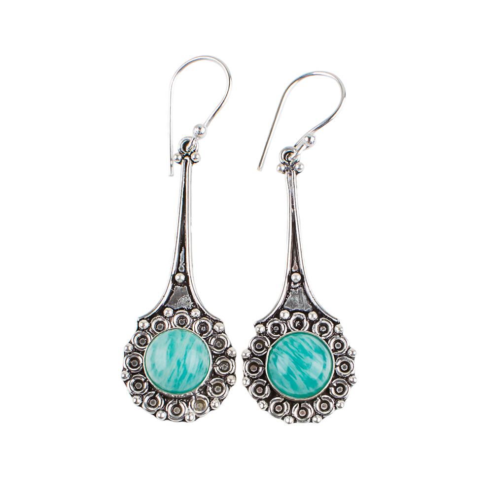 Natural Amazonite Gemstone 925 Sterling Silver Jewelry Handcrafted Earrings2.52" EE-77-28