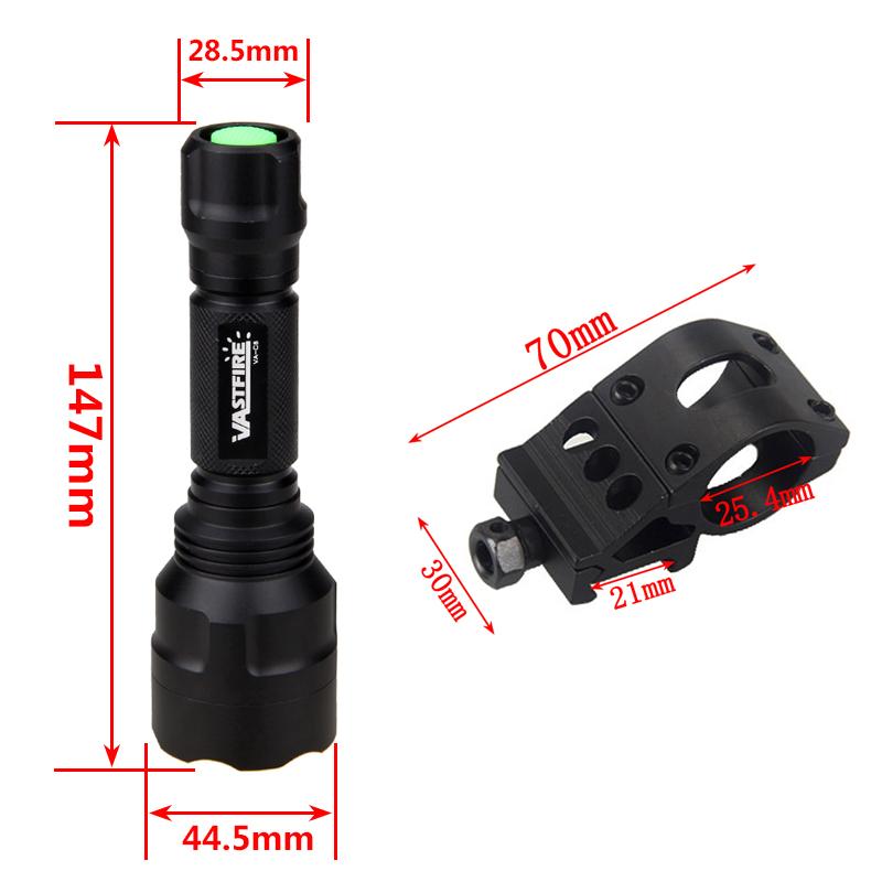 5000LM C8 LED Flashlight Tactical Rifle Scope Hunting Torch Portable Lantern+Remote Switch+Rail Barrel Mount+18650+Charger+Box