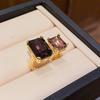 Elegant Rhinestone Open Square Ring - Versatile High-End Fashion Jewelry