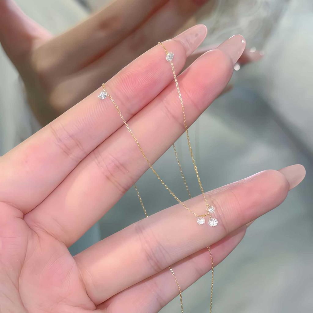 18K Goldplattierte S925 Sterling Silber Zirkon Anhänger Halskette - Minimalistisches Quasten Design für Damen