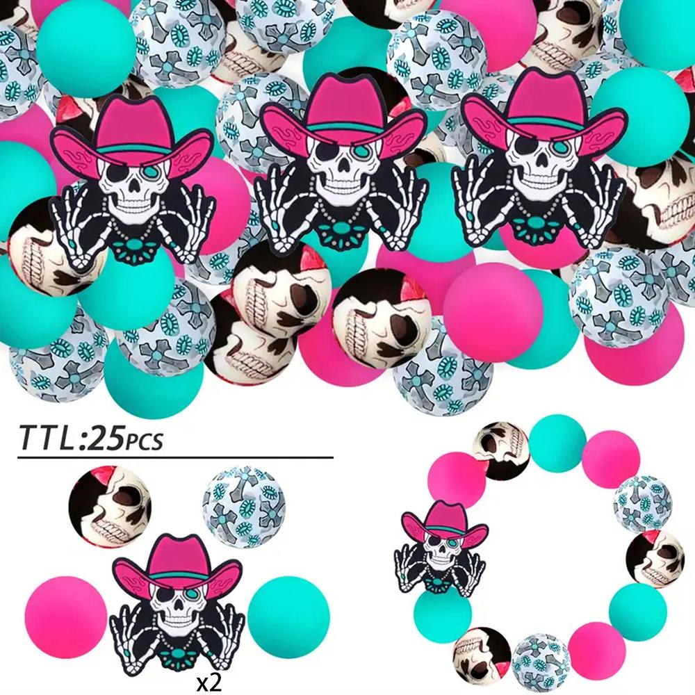 25PCS Multi-Size Halloween-Themed Silicone Beads Set, Perfect for DIY Craft Projects Like Keychains, Necklaces, Bracelets & More