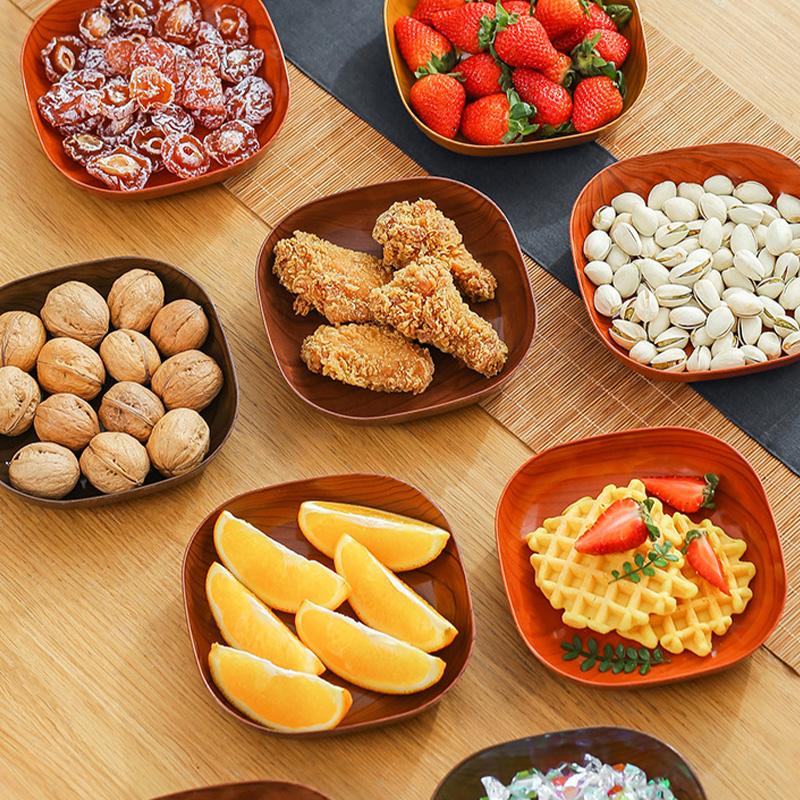 تقليد الخشب الحبوب أدوات المائدة البلاستيك طبق للوجبات الخفيفة وجبة خفيفة اكسسوارات المطبخ المنزلية