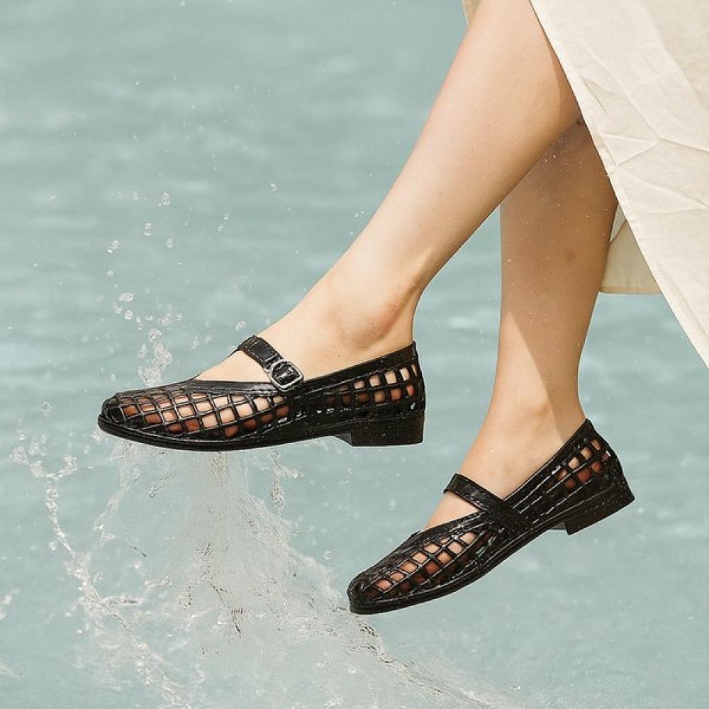 Elizabeth Stewart Women Jelly Mary Jane Flat Ebal150301 blacks/230