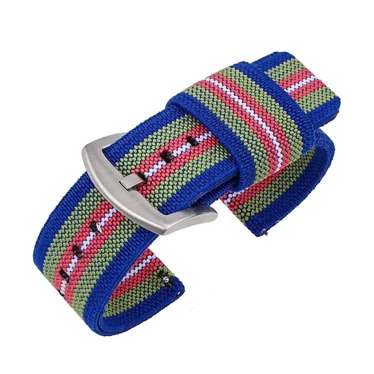 18mm 20mm 22mm 24mm Nylon Watch Band for Seiko Army Military Woven Elastic Strap Quick Release Wristband Men's Sport Watch Bands