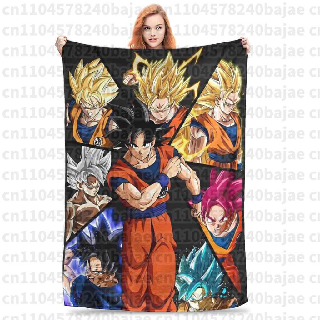 Dragon Ball Z Knitted Blanket Flannel Anime Son Goku Soft Throw Blankets for Bed Bedroom Quilt