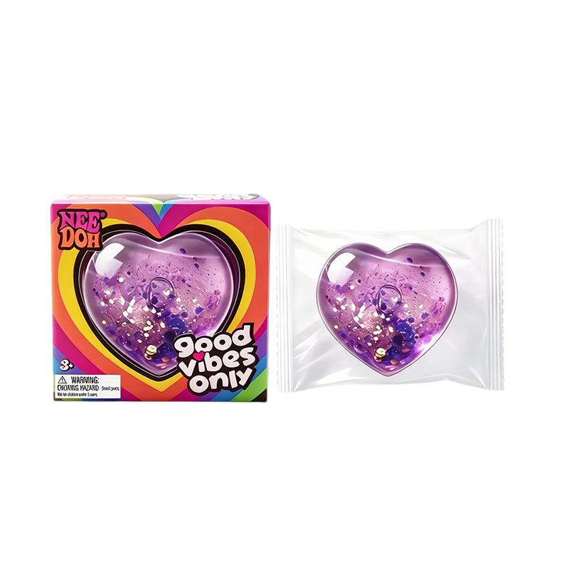Needoh Kun Gode Vibrationer Hjerte Legetøj Glitter Gennemsigtig Stresslindring Beroligende Humørforbedrende Sensorisk Fidget Fødselsdag For Voksne Gave