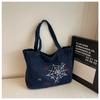 Hot Sale Spider Web Embroidered Denim Bags Women's Shoulder Bags Vintage Portable Commuter Tote Bags Canvas Bags