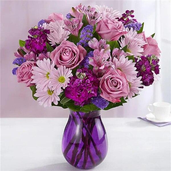 5D DIY Diamond Painting Flower Vase Cross Stitch Full Round Drill Diamond Embroidery Mosaic Picture of Rhinestones Decor Gift