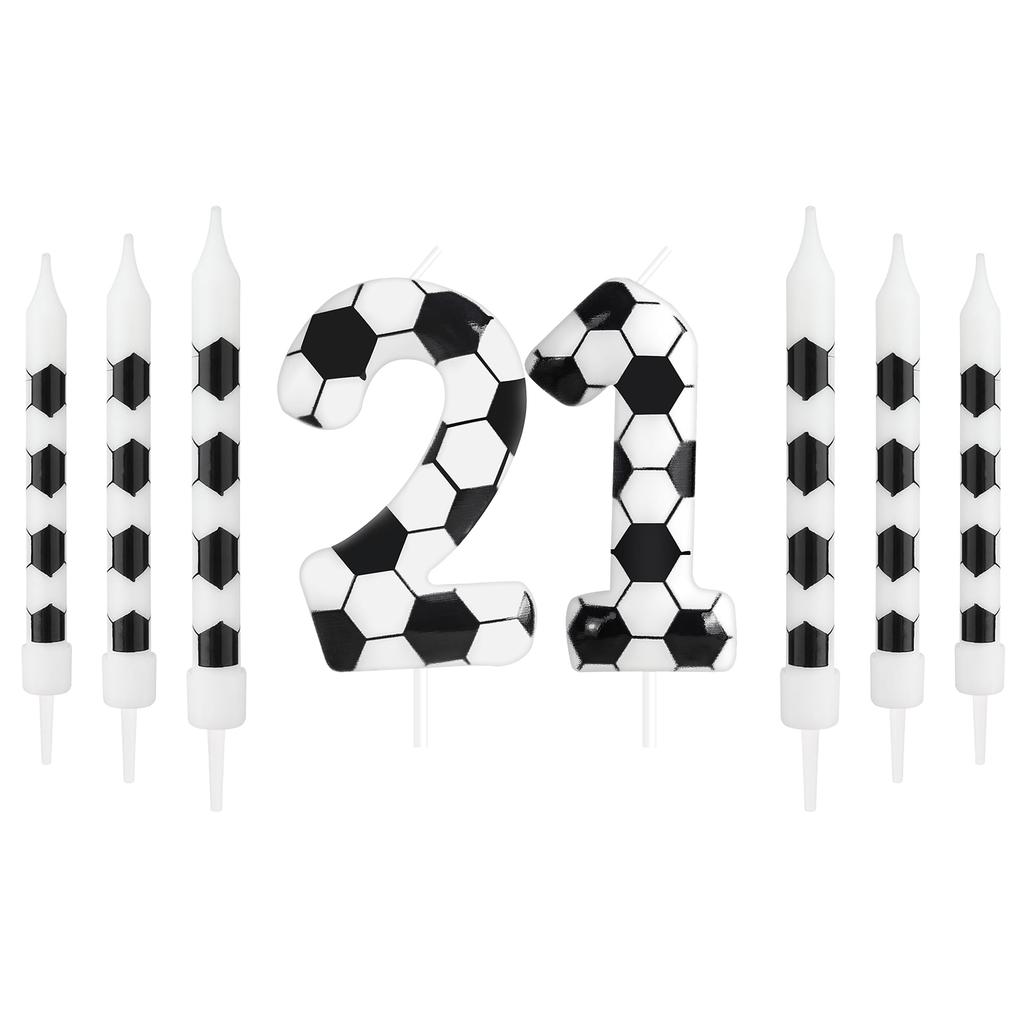 8 Pcs Birthday Candles Football Soccer Sport-Theme Party Decorations, Birthday Cake Candles for Boys Girls Kids Party Supplies