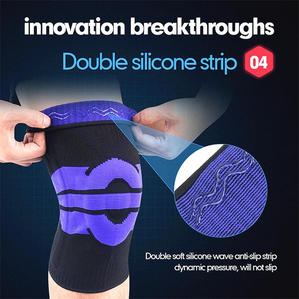 Silicone Full Knee Brace Strap Patella Medial Support Dropshipping Compression Protection Sports Fitness Pads Running Basketball